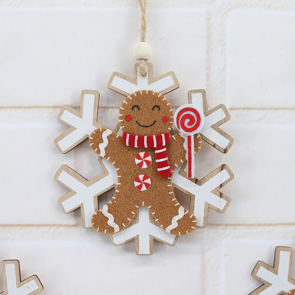 Festliche Neujahrsparty-Dekorationen aus Holz, Lebkuchenmann, Weihnachtsbaum-Hängeornament 4