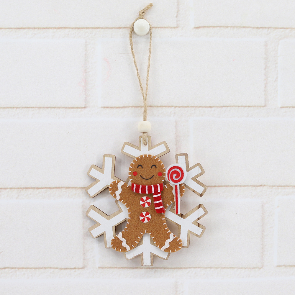 Festliche Neujahrsparty-Dekorationen aus Holz, Lebkuchenmann, Weihnachtsbaum-Hängeornament 5