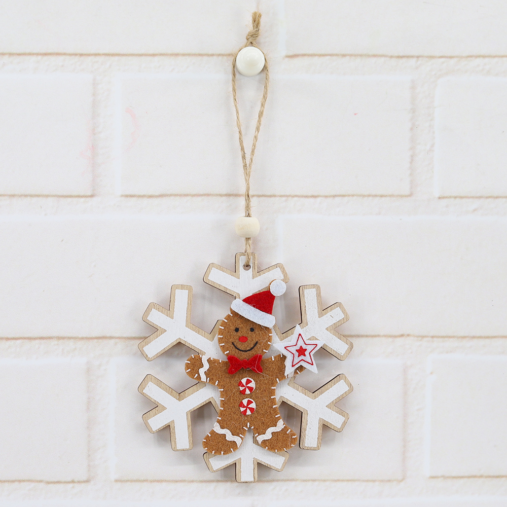 Festliche Neujahrsparty-Dekorationen aus Holz, Lebkuchenmann, Weihnachtsbaum-Hängeornament 6