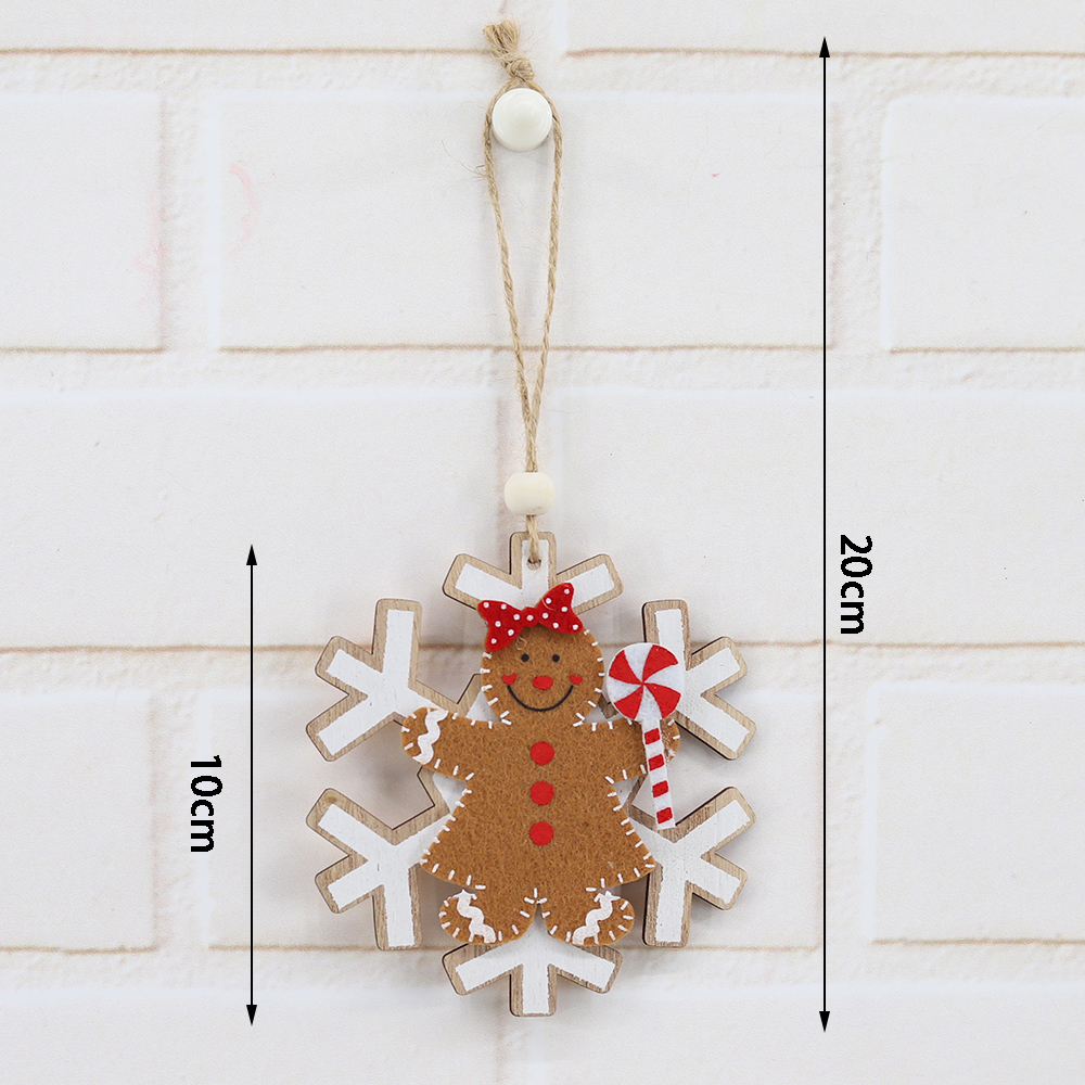 Festliche Neujahrsparty-Dekorationen aus Holz, Lebkuchenmann, Weihnachtsbaum-Hängeornament 7