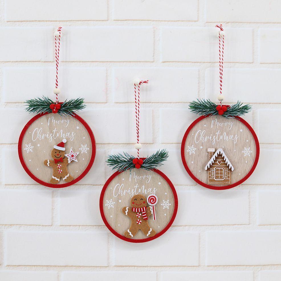 Neujahrsgeschenke Frohe Weihnachten Holz Lebkuchenmann Ornamente Weihnachtsbaum hängende Dekorationen 1