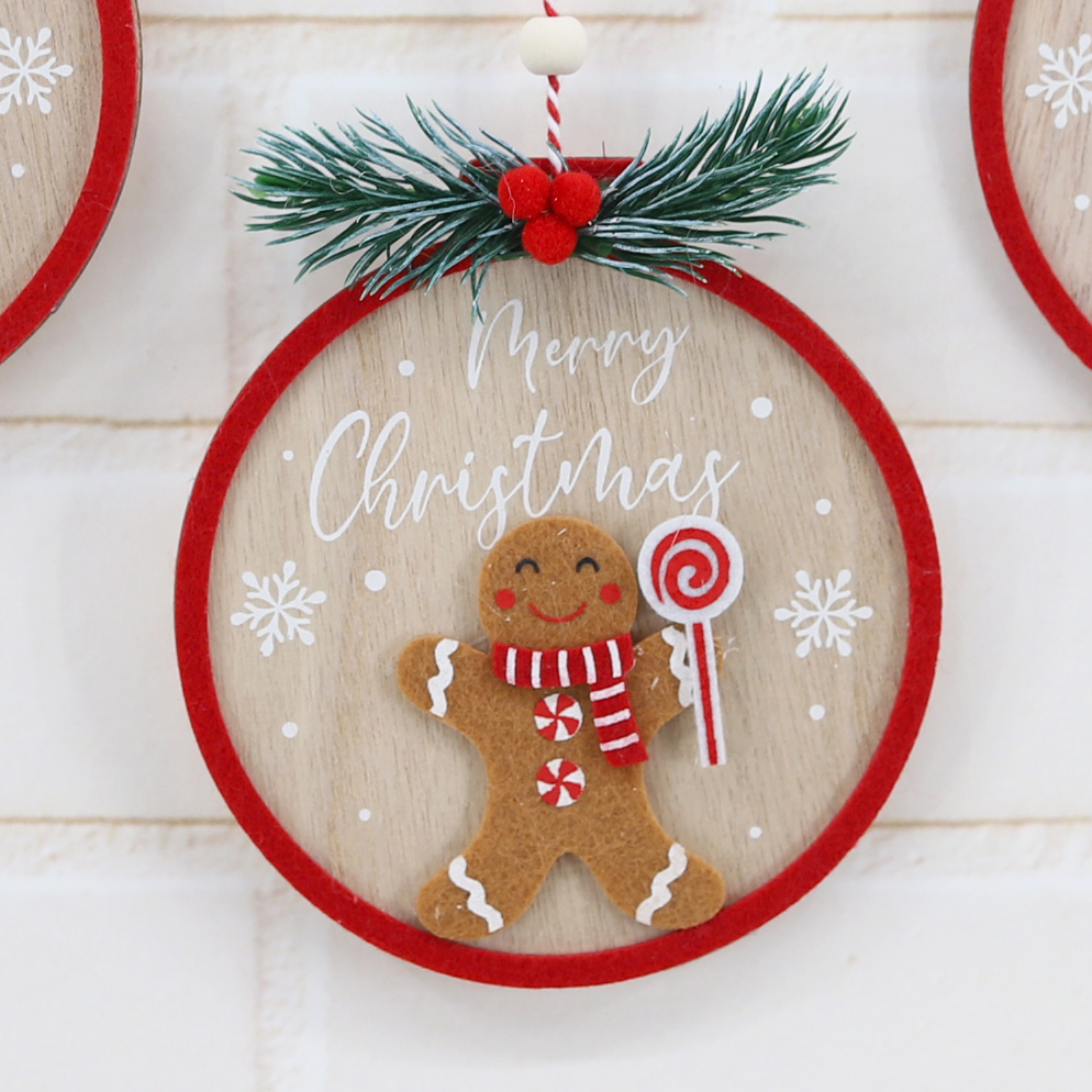 Neujahrsgeschenke Frohe Weihnachten Holz Lebkuchenmann Ornamente Weihnachtsbaum hängende Dekorationen 2
