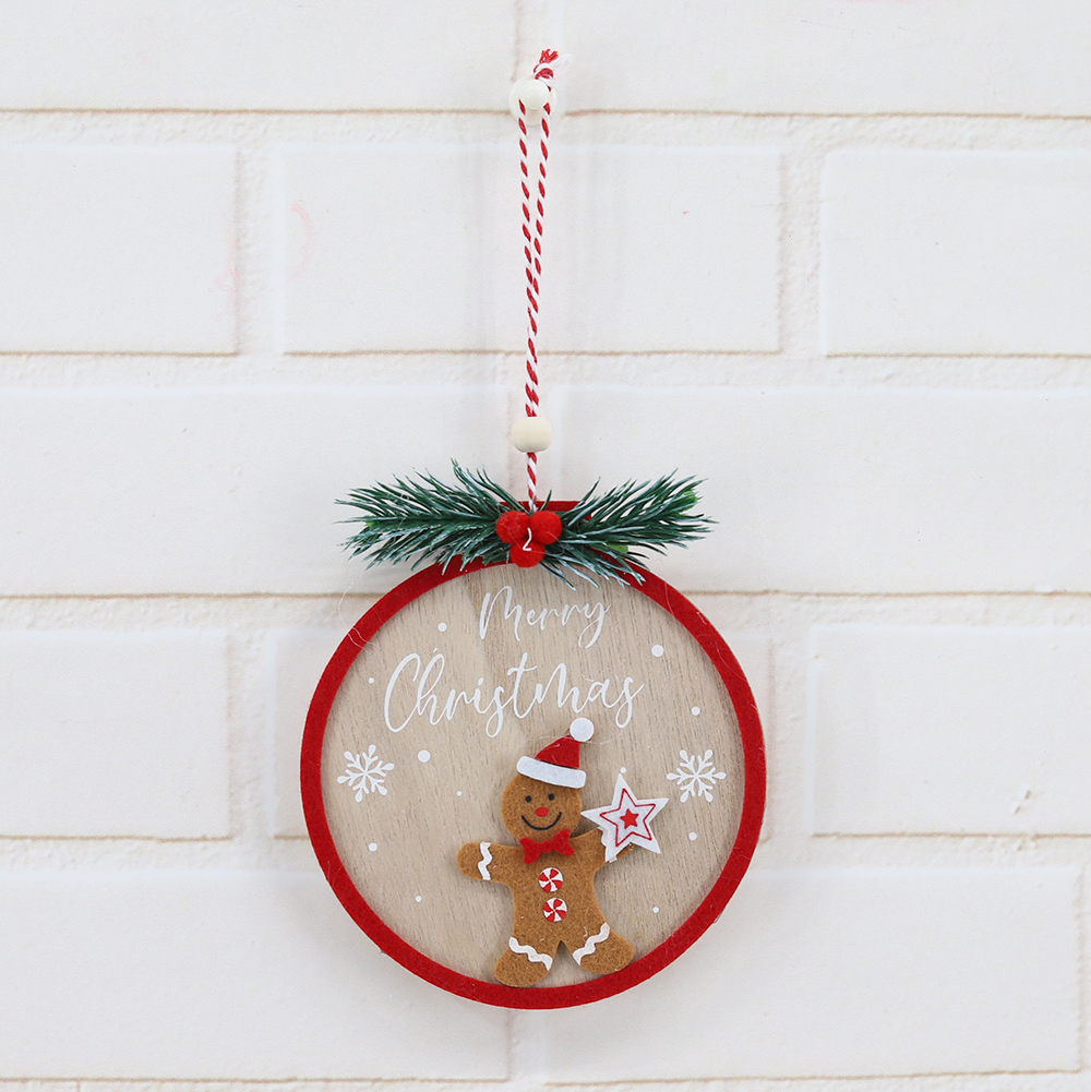 Neujahrsgeschenke Frohe Weihnachten Holz Lebkuchenmann Ornamente Weihnachtsbaum hängende Dekorationen 4