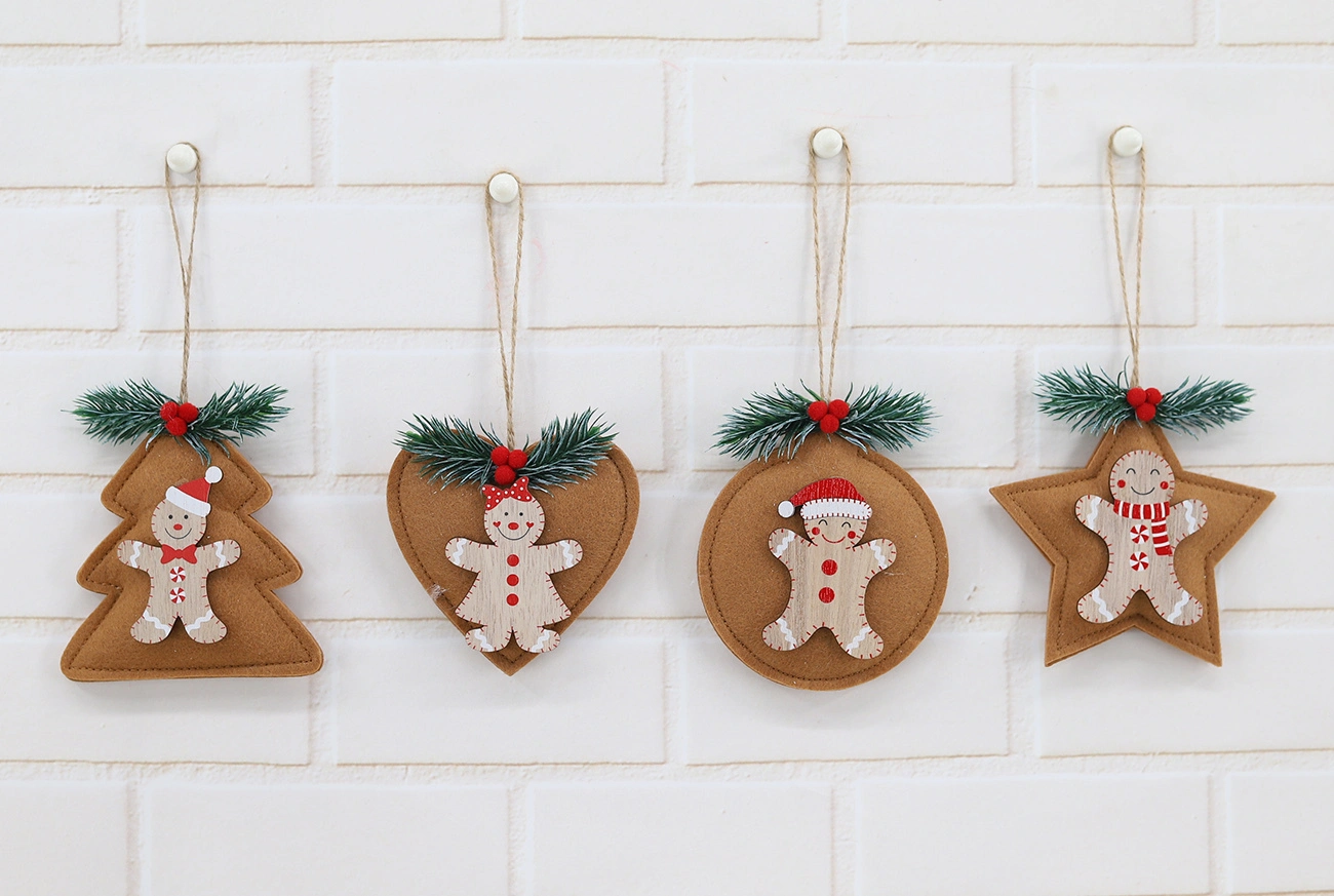 New Year Kids Gift Hanging Ornaments Christmas Felt Gingerbread Man Xmas Tree Pendants 1