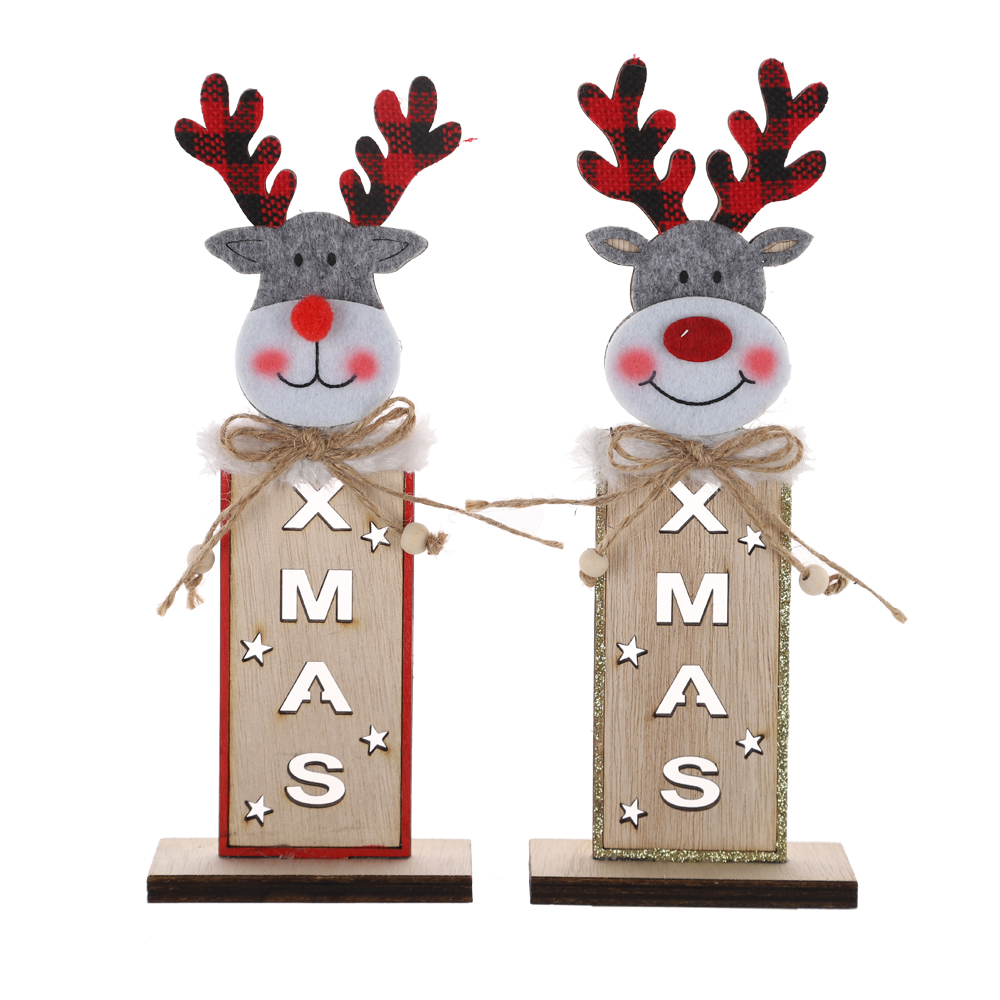 Home 2025 Navidad Noel Geschenke Holz Weihnachtsdekorationen LED beleuchtet Rentier Tisch Ornamente 1