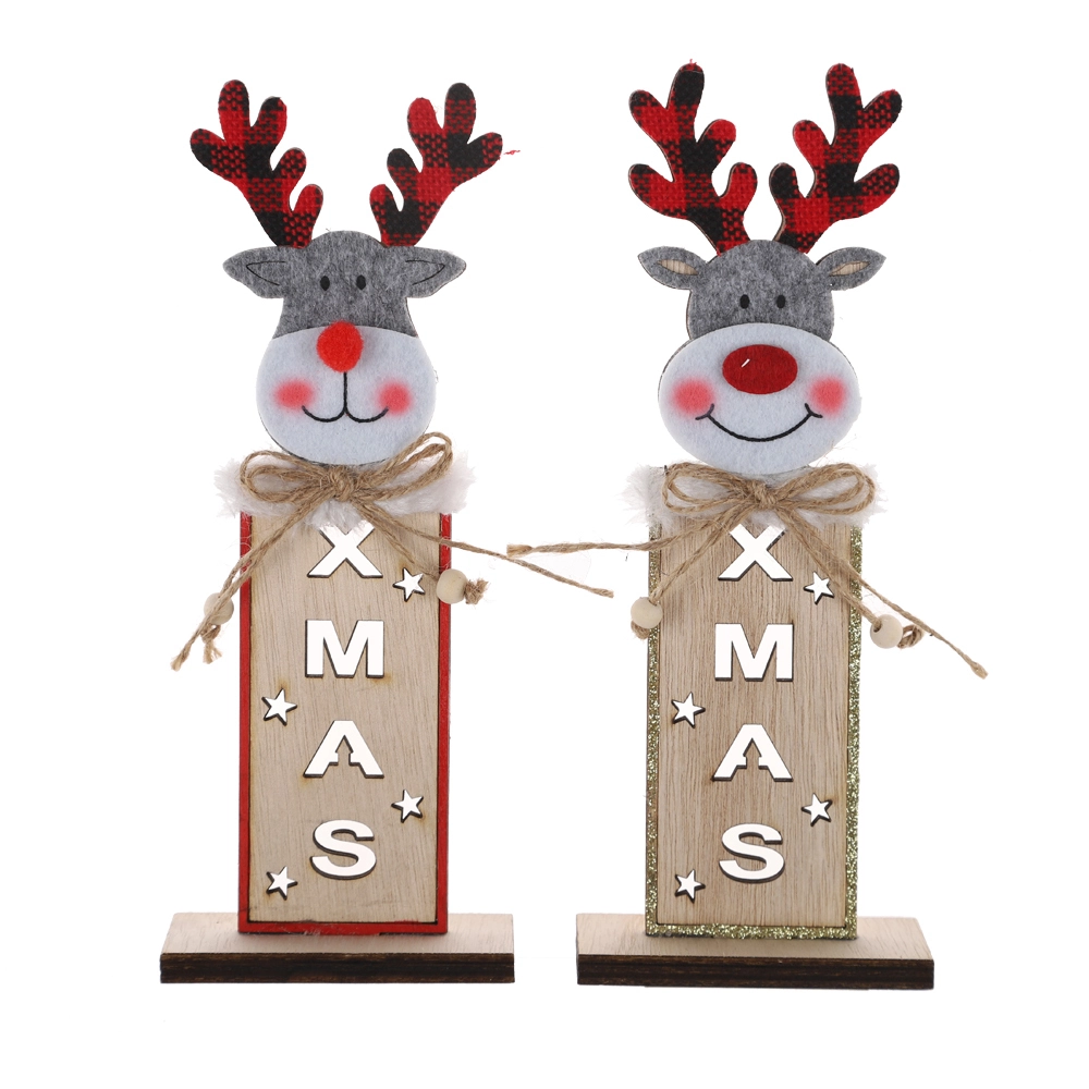 Home 2025 Navidad Noel Gifts Wooden Christmas Decorations LED Lighted Reindeer Table Ornaments 1