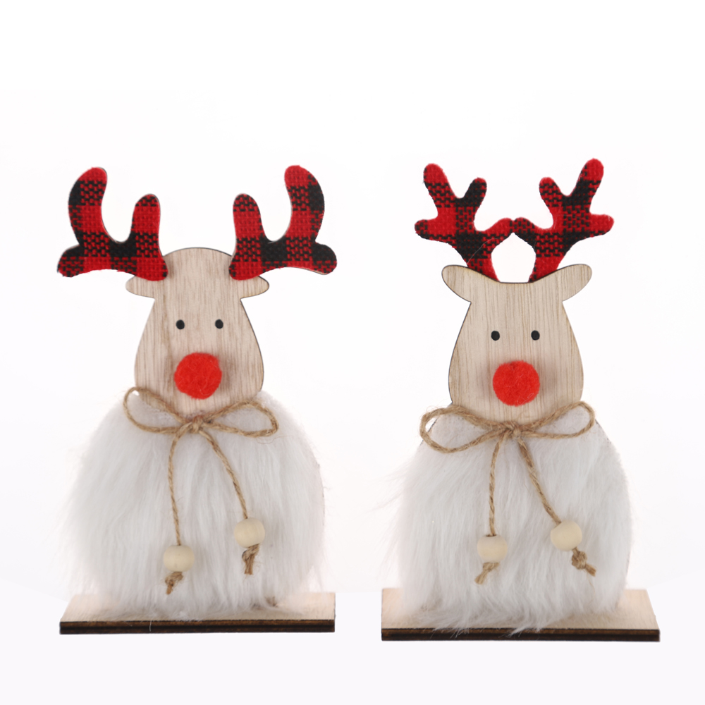 Home 2025 Navidad Noel Geschenke Holz Weihnachtsdekorationen LED beleuchtet Rentier Tisch Ornamente 2