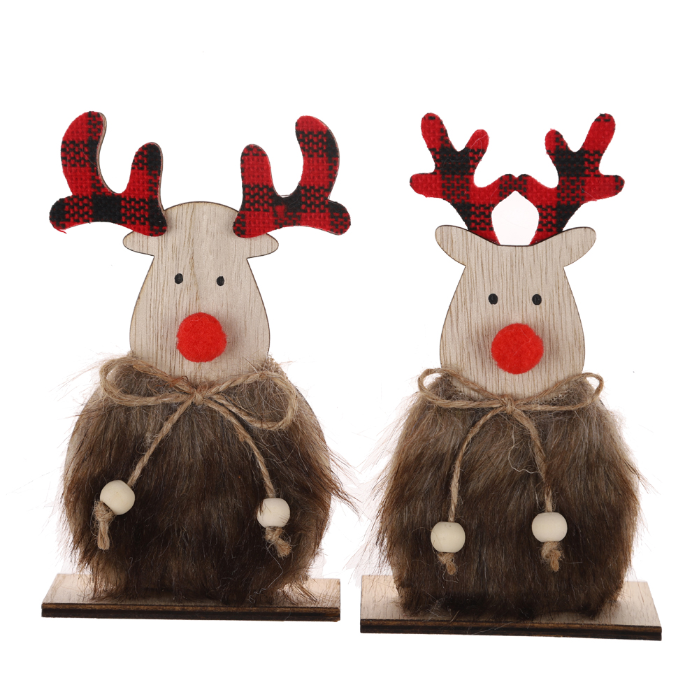 Home 2025 Navidad Noel Geschenke Holz Weihnachtsdekorationen LED beleuchtet Rentier Tisch Ornamente 3