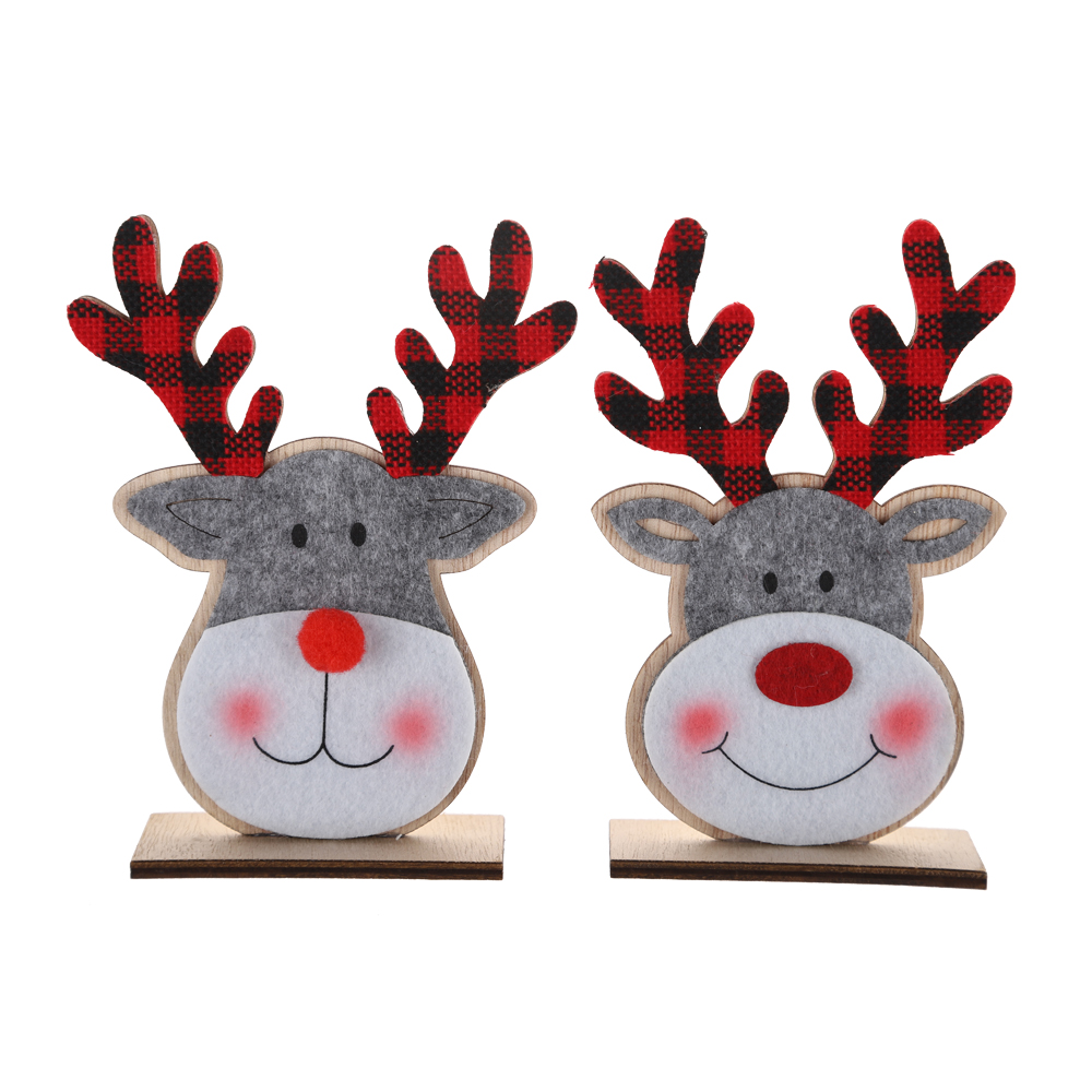 Home 2025 Navidad Noel Geschenke Holz Weihnachtsdekorationen LED beleuchtet Rentier Tisch Ornamente 4