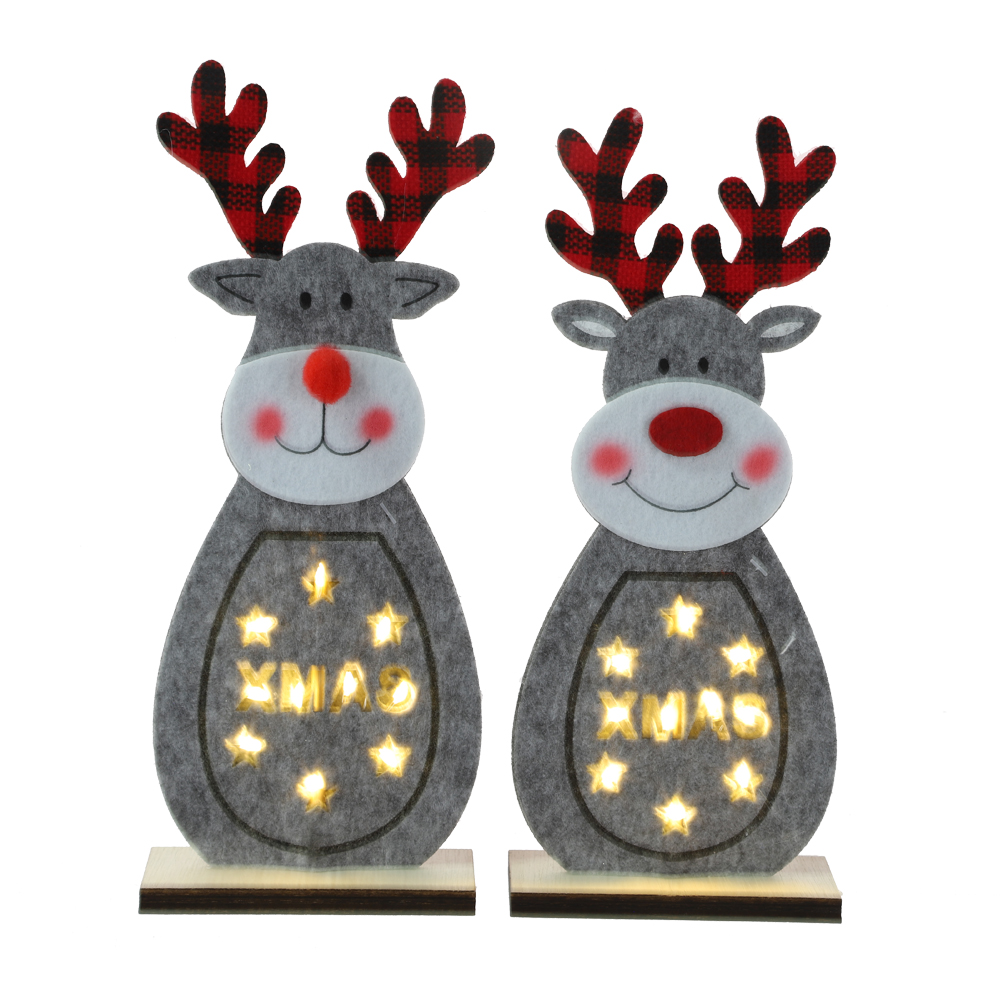 Home 2025 Navidad Noel Geschenke Holz Weihnachtsdekorationen LED beleuchtet Rentier Tisch Ornamente 6