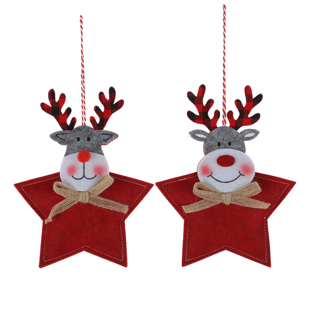 Felt Elk Hanging Christmas Tree Decoration Hearts/Stars Hanging Holiday Atmosphere Decoration 2
