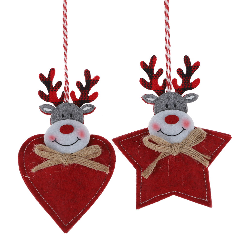 Felt Elk Hanging Christmas Tree Decoration Hearts/Stars Hanging Holiday Atmosphere Decoration 4