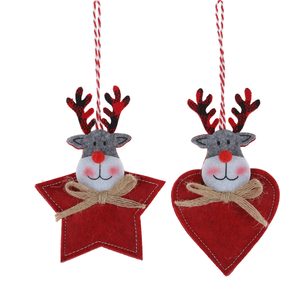 Felt Elk Hanging Christmas Tree Decoration Hearts/Stars Hanging Holiday Atmosphere Decoration 3