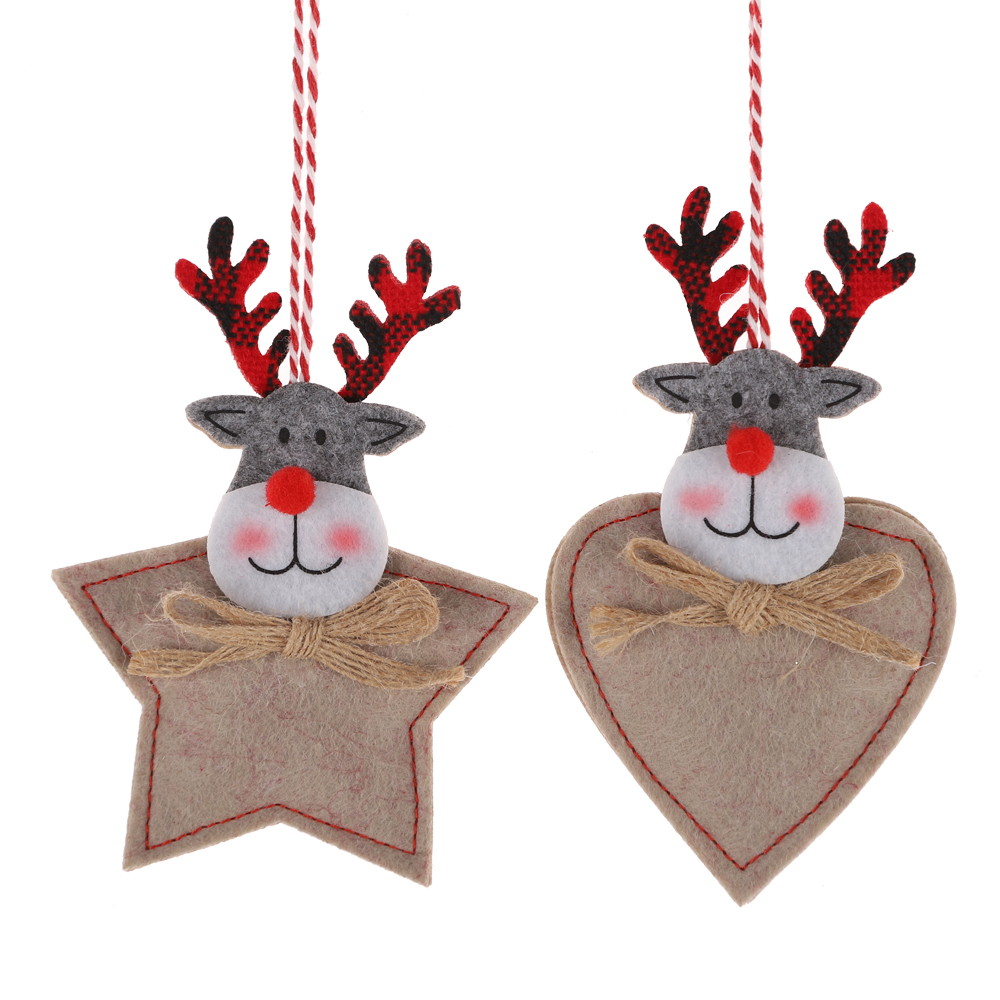 Felt Elk Hanging Christmas Tree Decoration Hearts/Stars Hanging Holiday Atmosphere Decoration 5