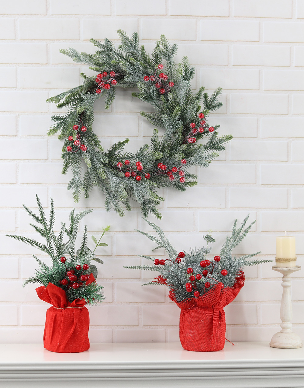 Weihnachtsgeschenk Dekor Kindergeschenk Büro Desktop Sackleinen Weihnachtsbaum Tischplatte mit roten Beeren 9