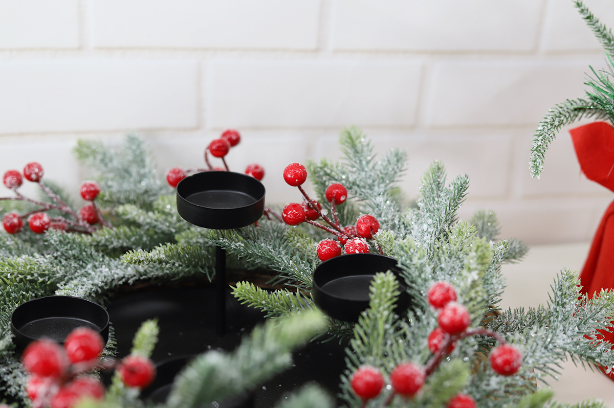 Weihnachtsgeschenk Dekor Kindergeschenk Büro Desktop Sackleinen Weihnachtsbaum Tischplatte mit roten Beeren 6
