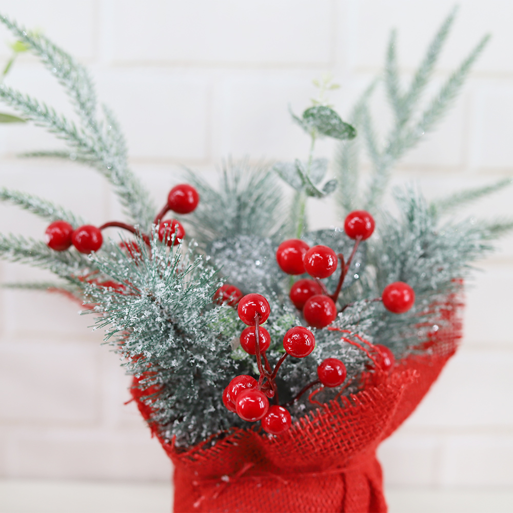 Weihnachtsgeschenk Dekor Kindergeschenk Büro Desktop Sackleinen Weihnachtsbaum Tischplatte mit roten Beeren 4