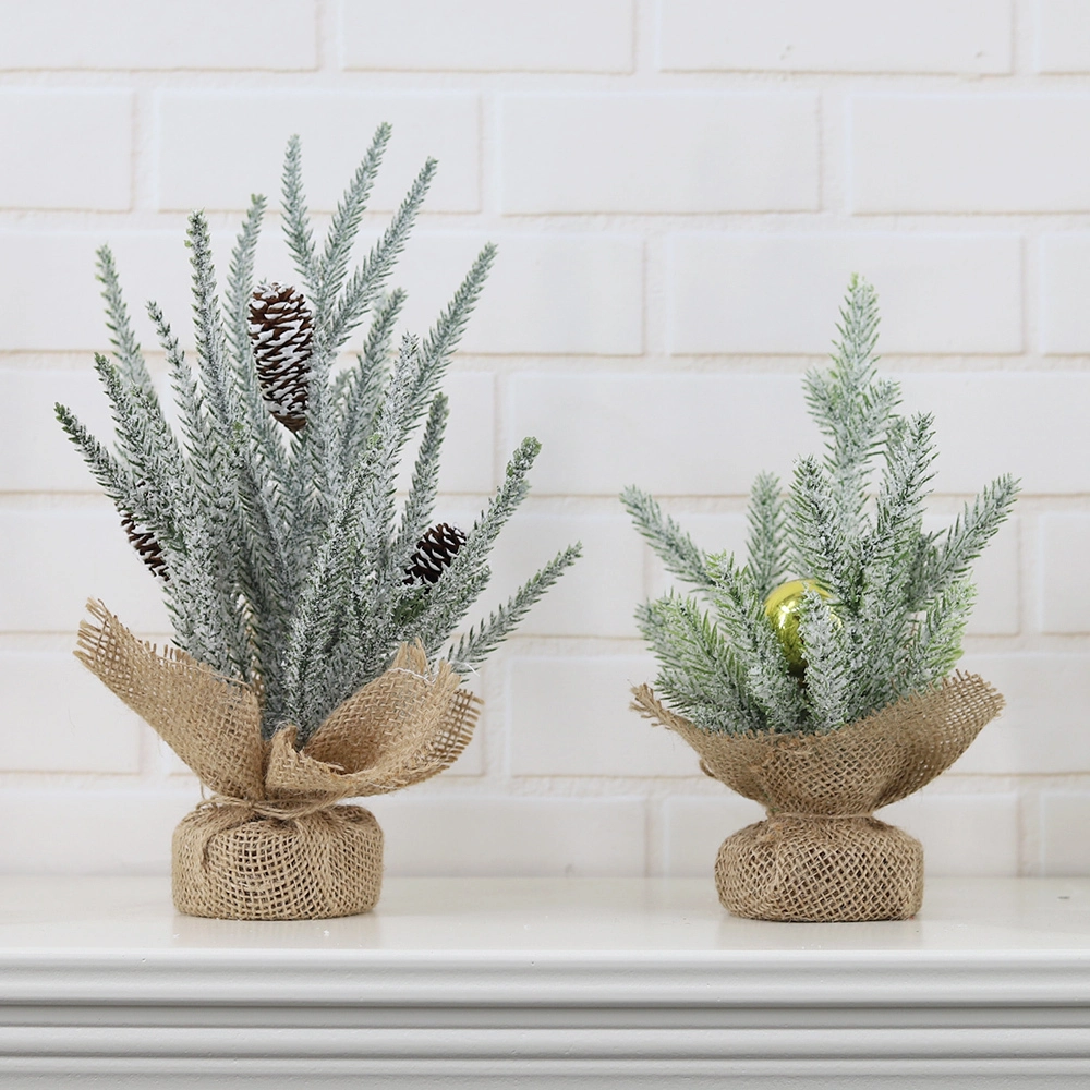 Decoración navideña para el hogar, centro de mesa navideño, piña, árbol de Navidad con base de arpillera 1