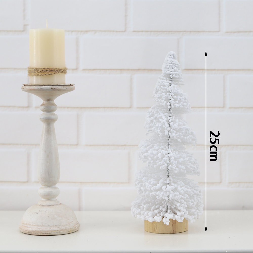 Mesa de vacaciones para el invierno, manualidades, nieve, pinos en miniatura, árboles de sisal artificiales esmerilados 5