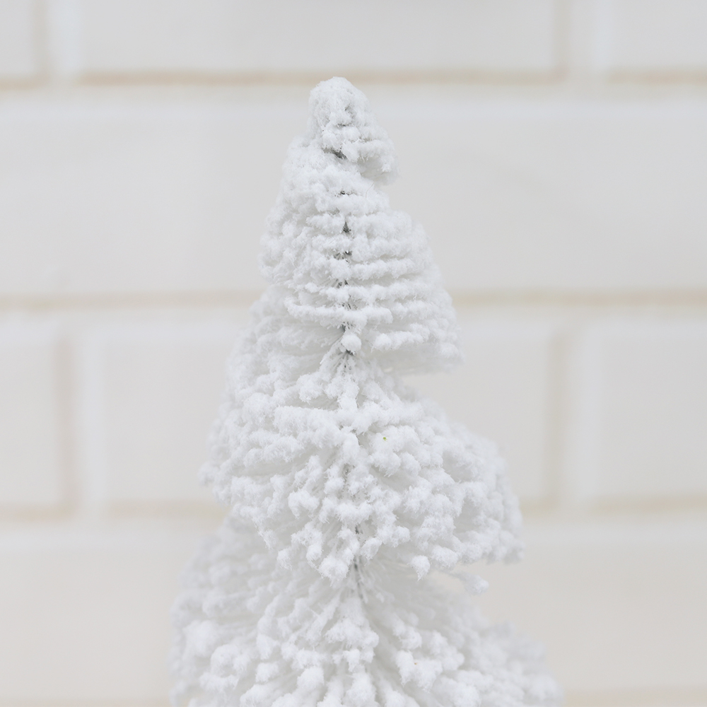 Mesa de vacaciones para el invierno, manualidades, nieve, pinos en miniatura, árboles de sisal artificiales esmerilados 8