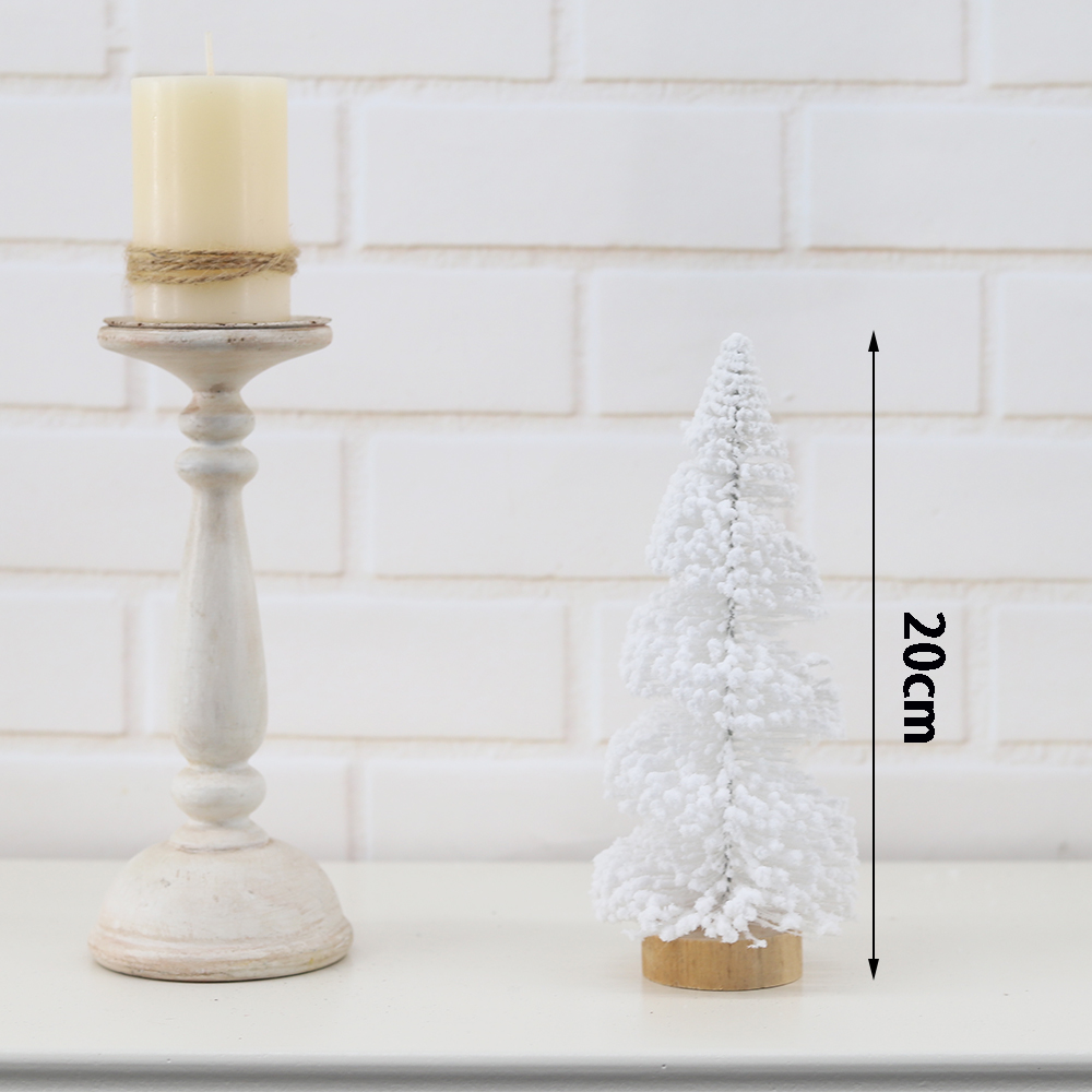 Mesa de vacaciones para el invierno, manualidades, nieve, pinos en miniatura, árboles de sisal artificiales esmerilados 10