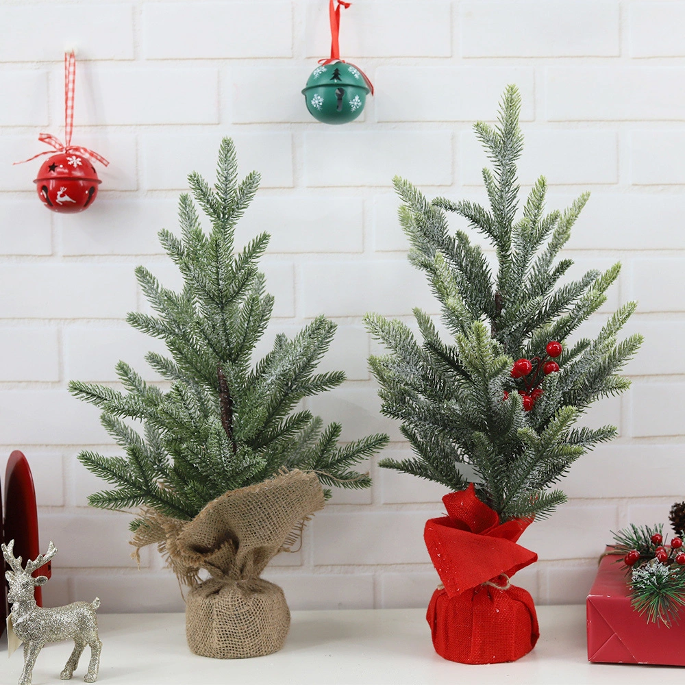Weihnachtsdeko Party Home Tischdekoration Künstlicher verschneiter Weihnachtsbaum mit roten Beeren Schneebäumen 1