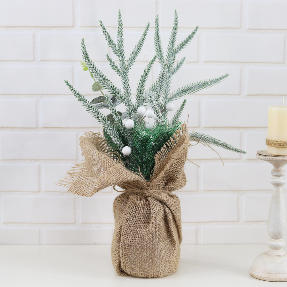 Holiday Home Christmas Decorations Mini Tabletop Christmas Tree with Red Berries Pine Cones 7