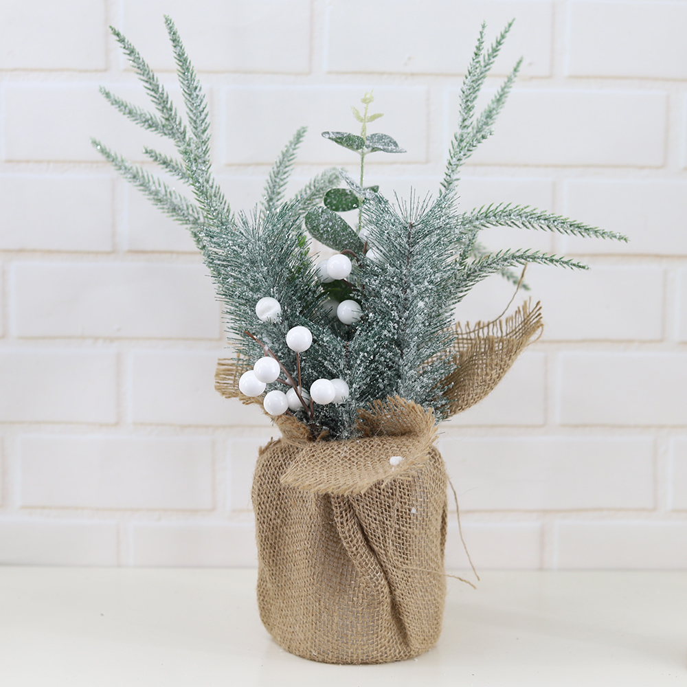Holiday Home Christmas Decorations Mini Tabletop Christmas Tree with Red Berries Pine Cones 5