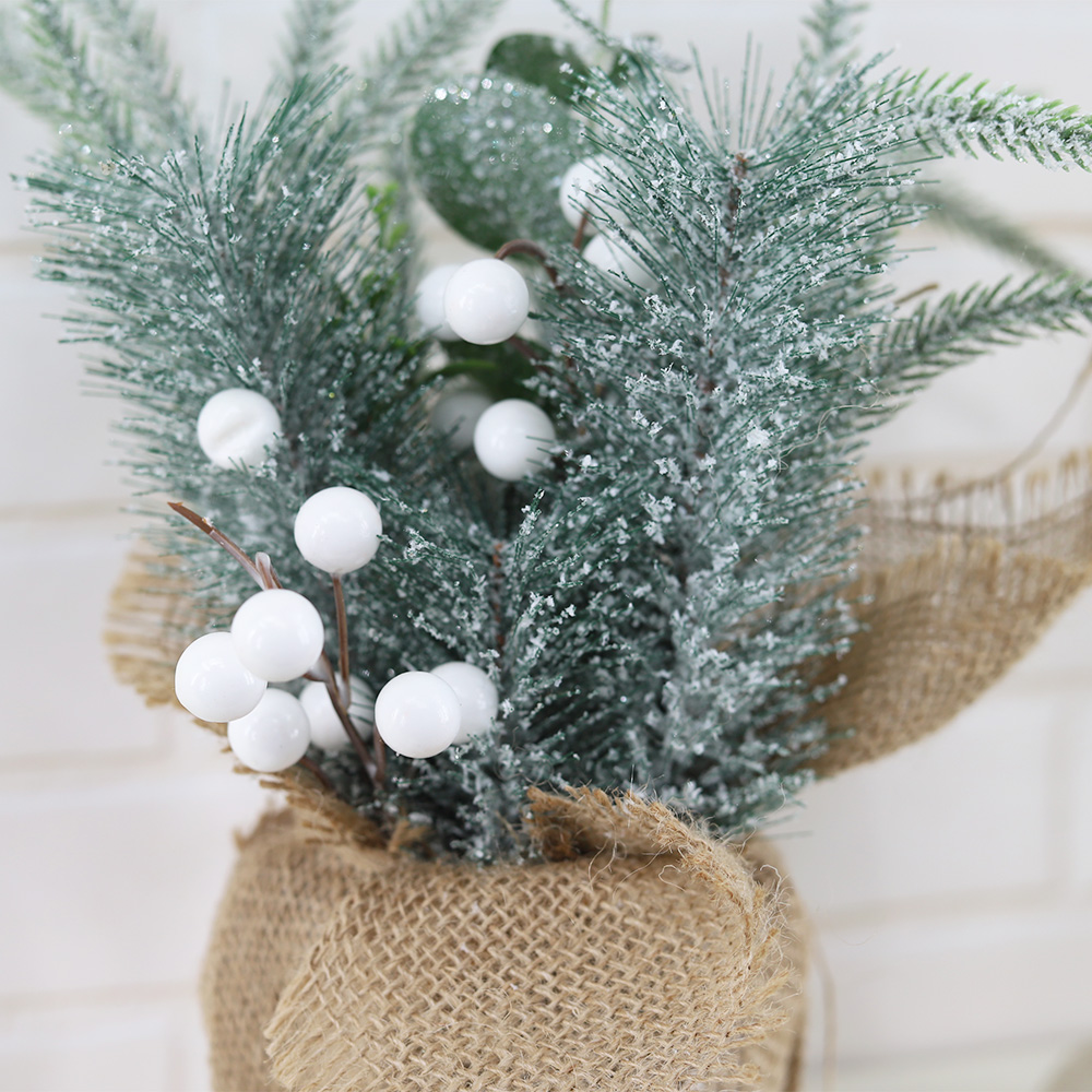 Holiday Home Christmas Decorations Mini Tabletop Christmas Tree with Red Berries Pine Cones 9