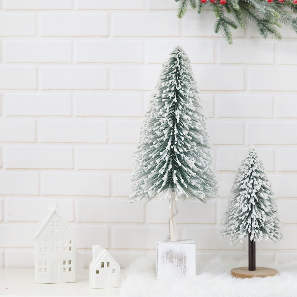 Festliche Winter Urlaub Tisch Dekor LED Licht Schnee beflockt Miniatur Weihnachten Kiefer 3