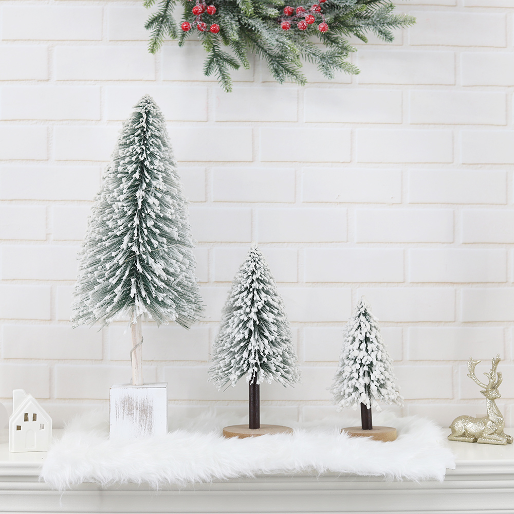 Festliche Winter Urlaub Tisch Dekor LED Licht Schnee beflockt Miniatur Weihnachten Kiefer 1