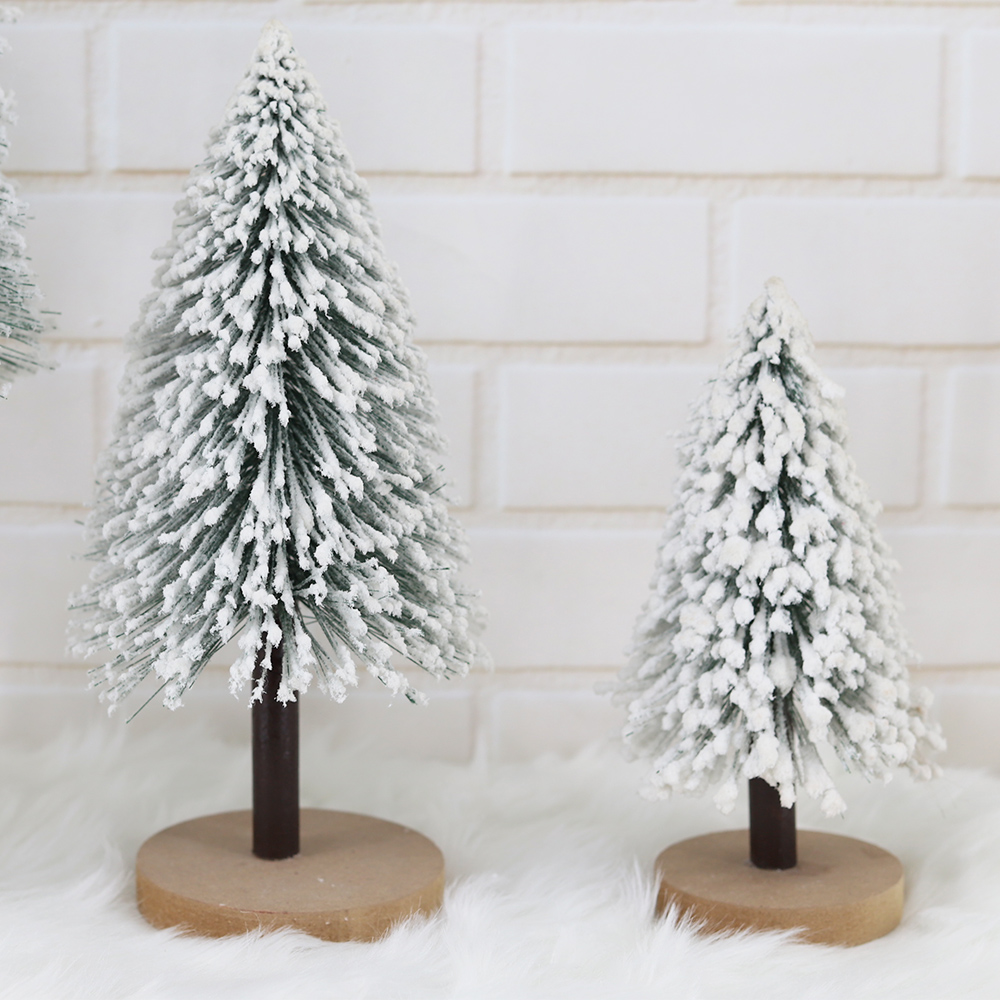 Festliche Winter Urlaub Tisch Dekor LED Licht Schnee beflockt Miniatur Weihnachten Kiefer 2