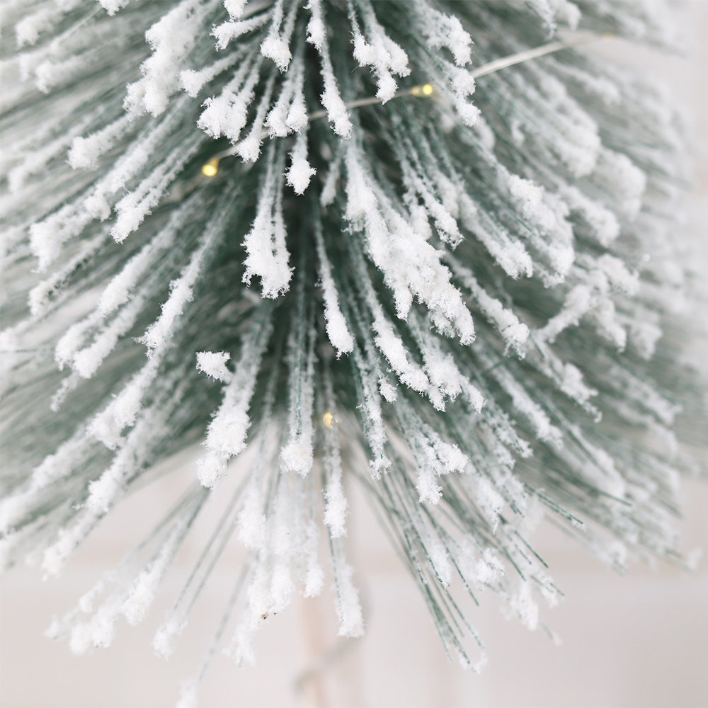 Festliche Winter Urlaub Tisch Dekor LED Licht Schnee beflockt Miniatur Weihnachten Kiefer 10