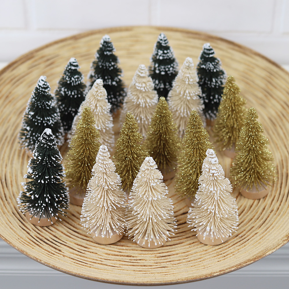 6 miniárboles navideños decorativos para Año Nuevo 2025, regalos para niños, árbol de seda de sisal. 1