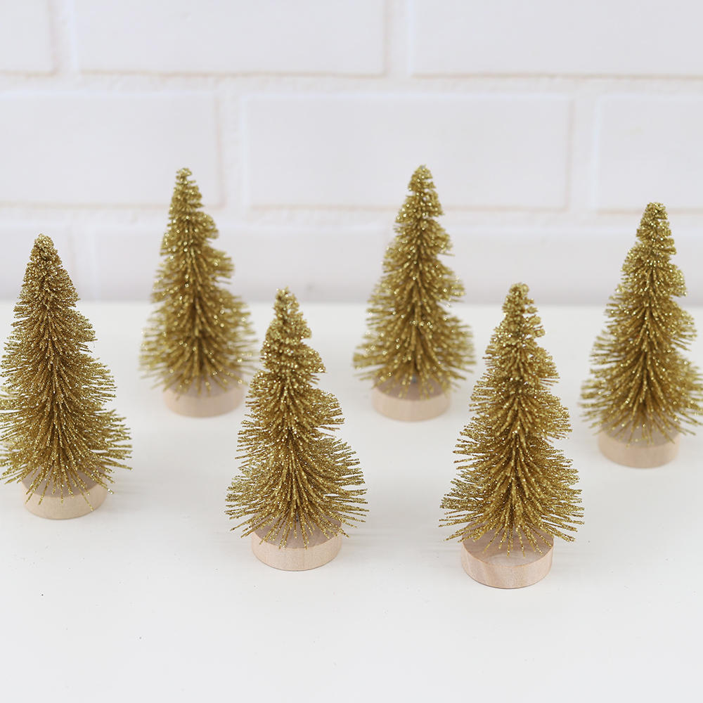 6 miniárboles navideños decorativos para Año Nuevo 2025, regalos para niños, árbol de seda de sisal. 3