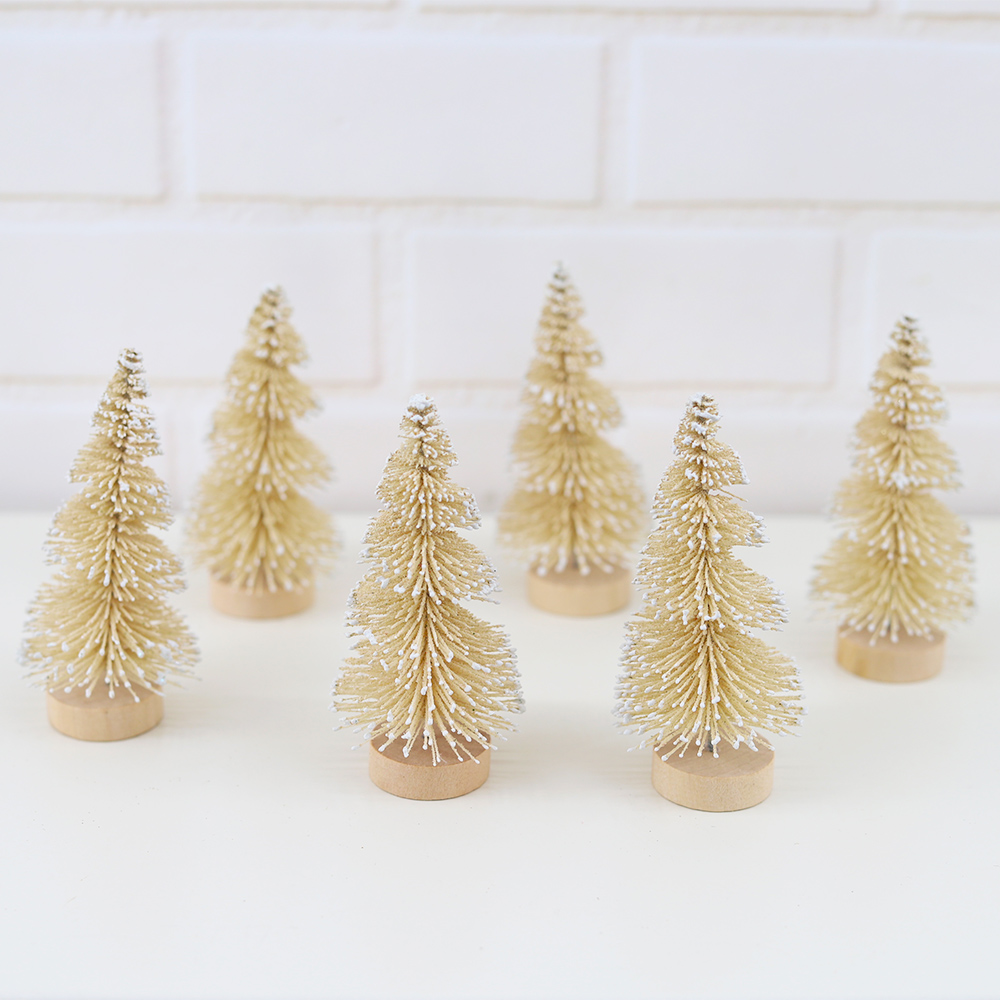 6 miniárboles navideños decorativos para Año Nuevo 2025, regalos para niños, árbol de seda de sisal. 4