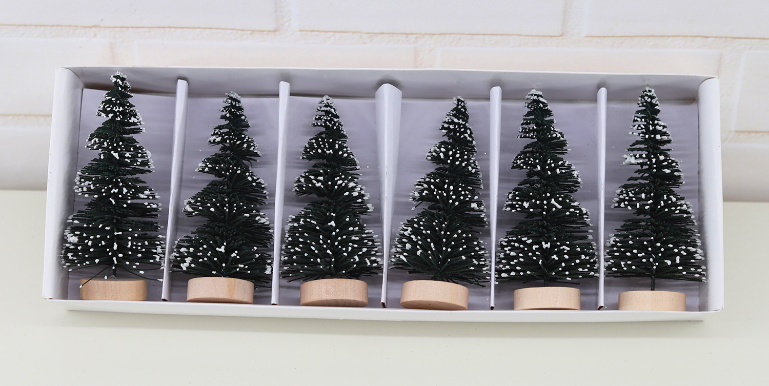 6 miniárboles navideños decorativos para Año Nuevo 2025, regalos para niños, árbol de seda de sisal. 6