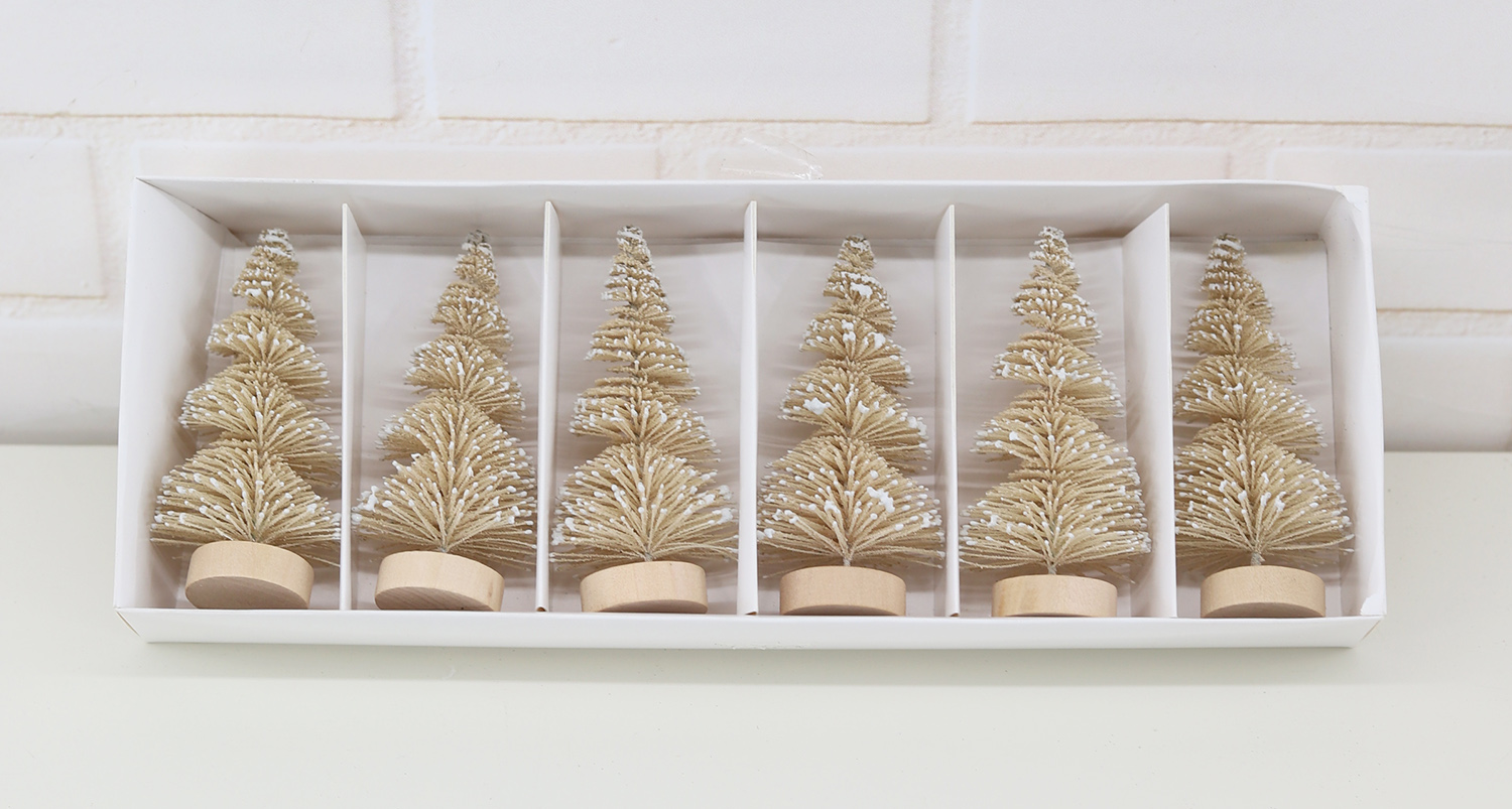 6 miniárboles navideños decorativos para Año Nuevo 2025, regalos para niños, árbol de seda de sisal. 7