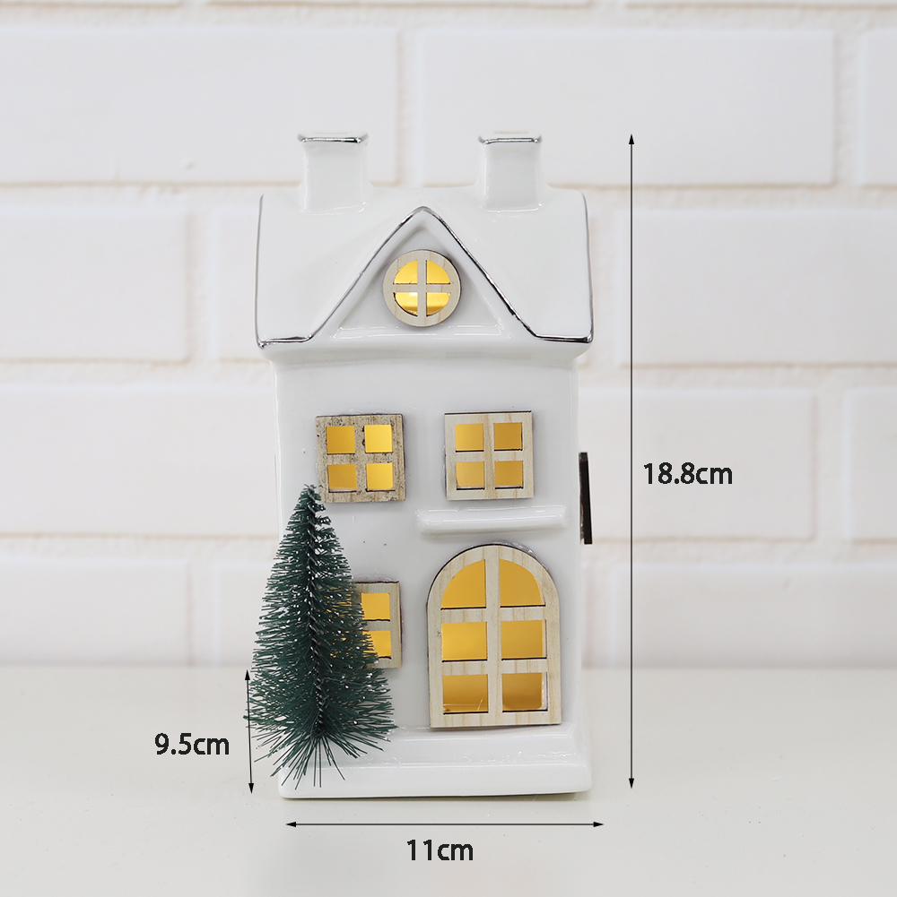 Navidad 2025 Weihnachten Geschenk Ornamente Nordics Ins Keramik Weihnachten LED Beleuchtete Haus 9