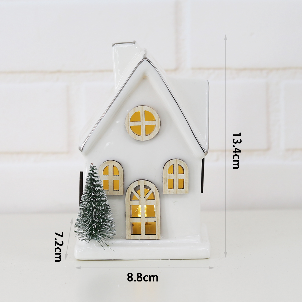 Navidad 2025 Weihnachten Geschenk Ornamente Nordics Ins Keramik Weihnachten LED Beleuchtete Haus 8