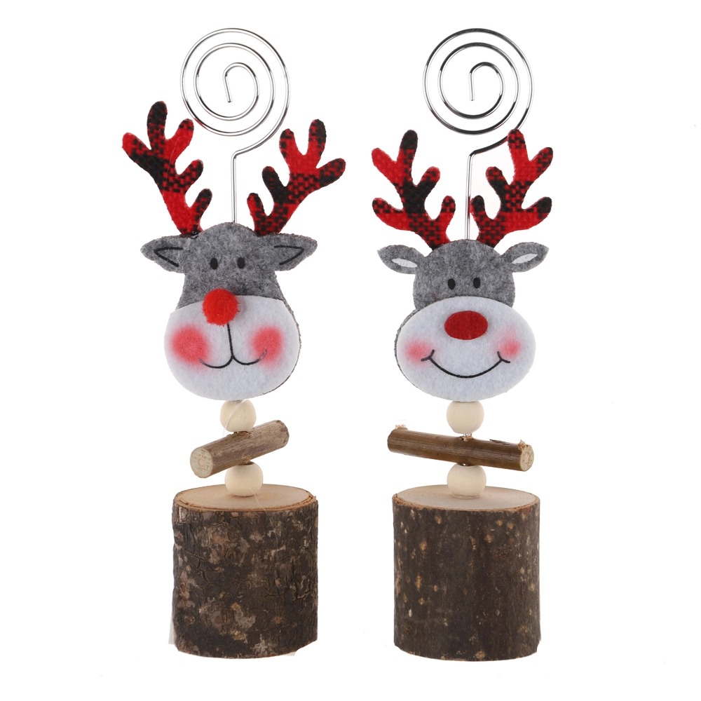 Xmas Decor Felt Sticker Christmas Deer Card Holder Fabric Candlestick Winter Home Ornaments 1