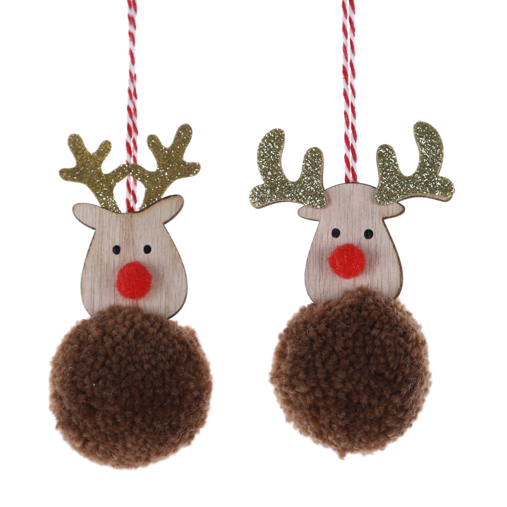 Großhandel Pompon Hängen Weihnachten Hirsch Dekor Weihnachten Wand Anhänger Winter Wohnkultur 2