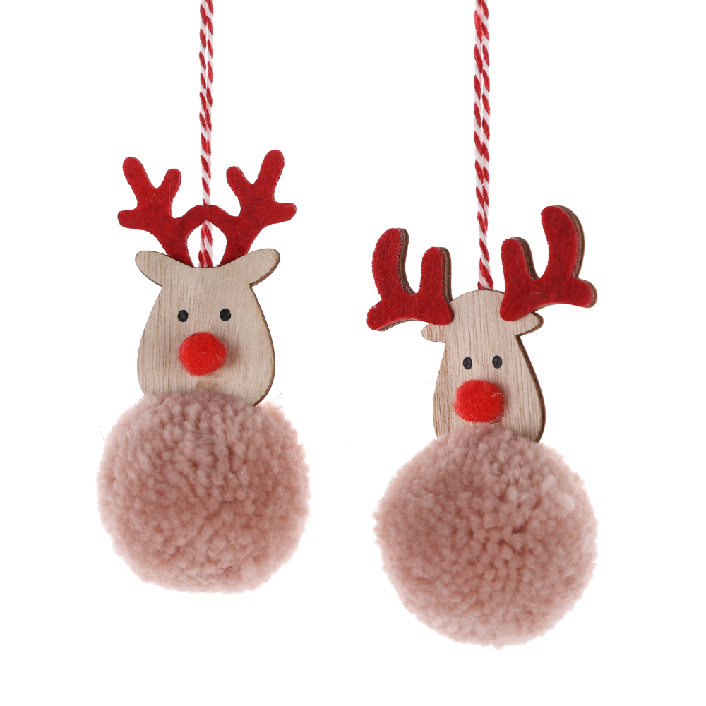 Großhandel Pompon Hängen Weihnachten Hirsch Dekor Weihnachten Wand Anhänger Winter Wohnkultur 3