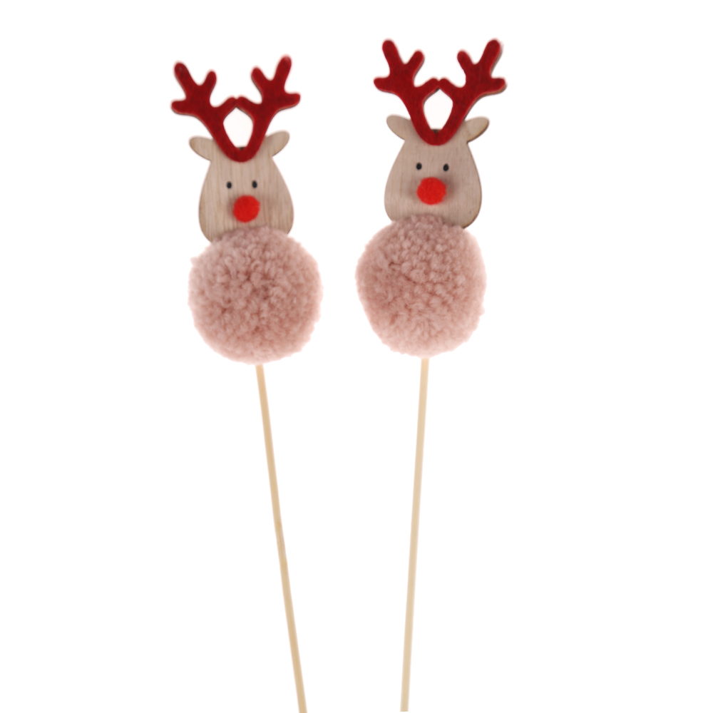 Anpassbare Weihnachtsdekoration Pompon Picks Plüsch Hirsch Stecklinge Winter Garten Dekor 1