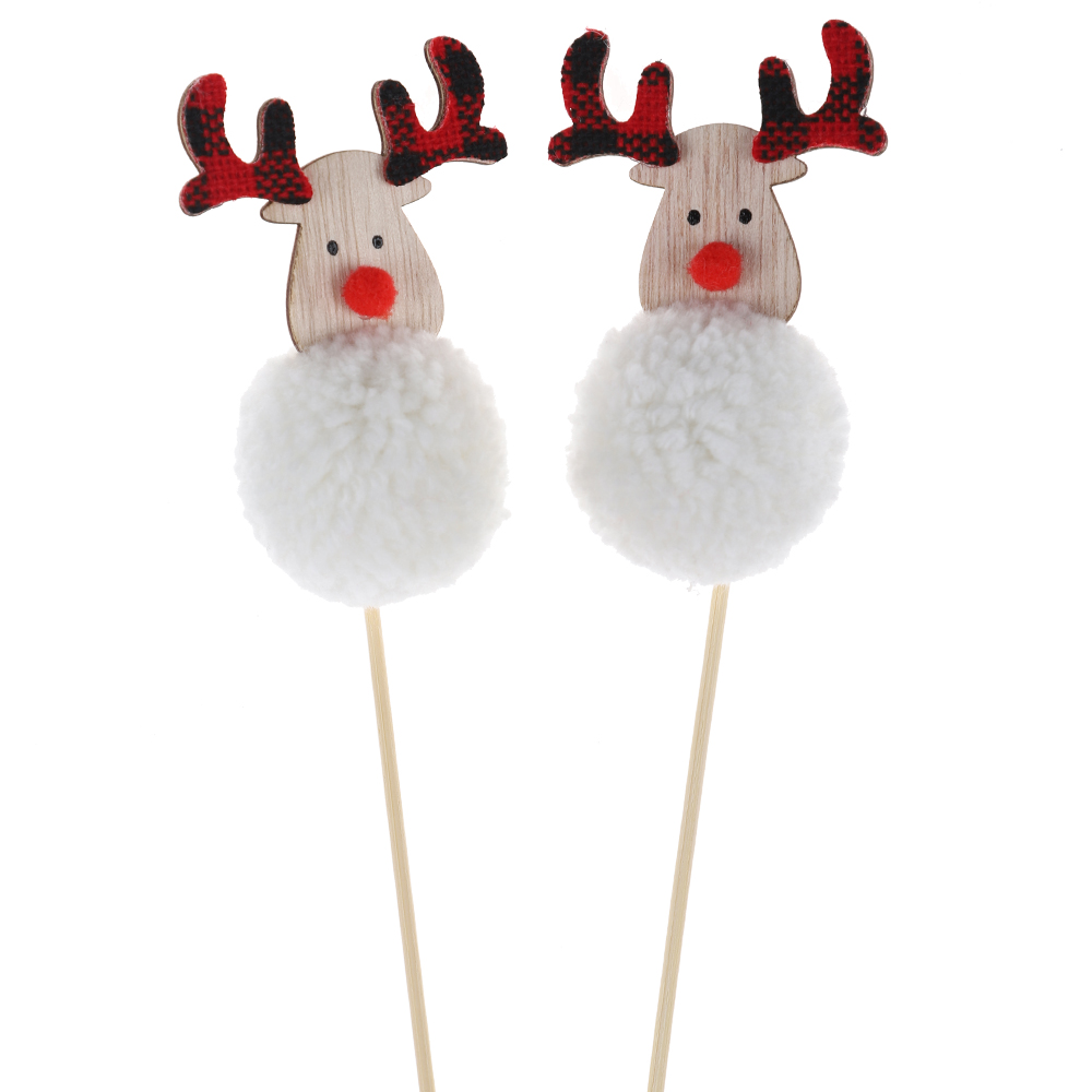 Anpassbare Weihnachtsdekoration Pompon Picks Plüsch Hirsch Stecklinge Winter Garten Dekor 2