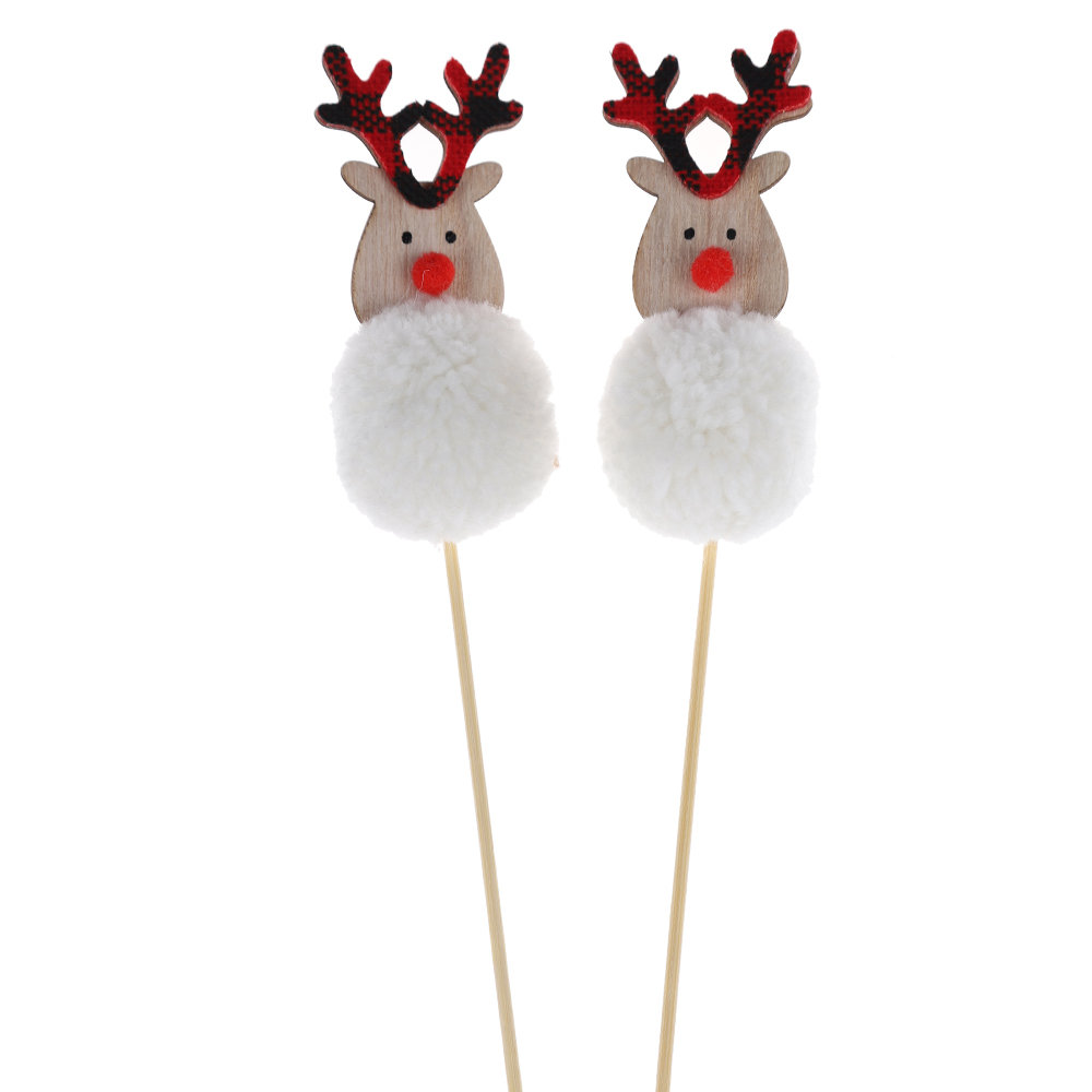 Anpassbare Weihnachtsdekoration Pompon Picks Plüsch Hirsch Stecklinge Winter Garten Dekor 7