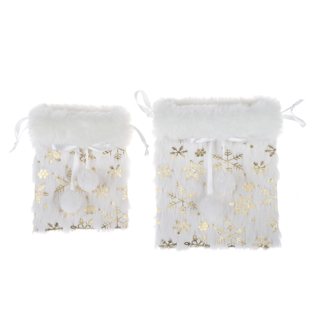 Bolsa de regalo navideña personalizable con cordón, bolsa de peluche, accesorios para fiestas navideñas 1