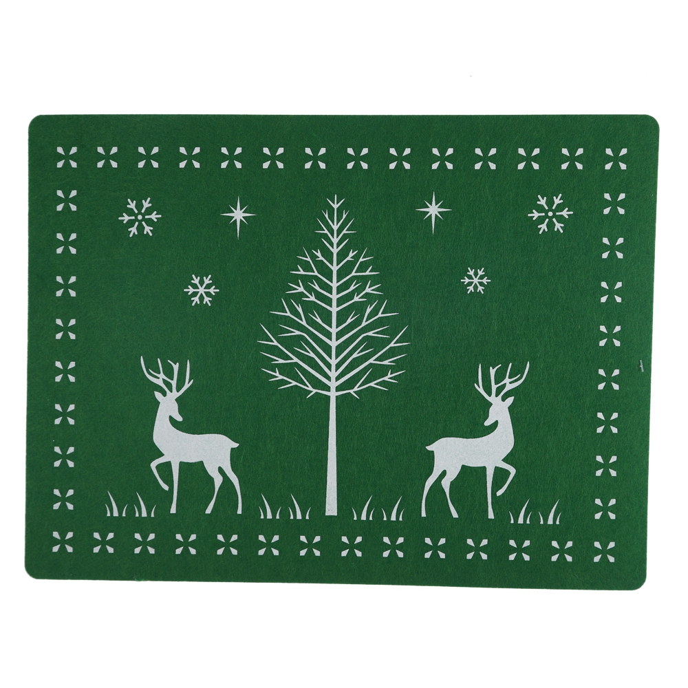 2025 Weihnachten bedrucktes Tischset, traditionelle Farbe, Filz, Tischset, festliche Tischdekoration 2