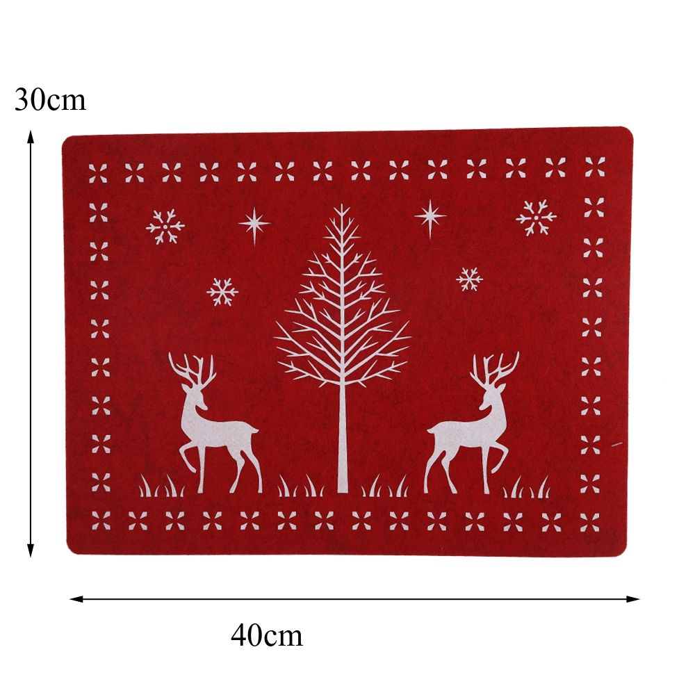 2025 Weihnachten bedrucktes Tischset, traditionelle Farbe, Filz, Tischset, festliche Tischdekoration 5