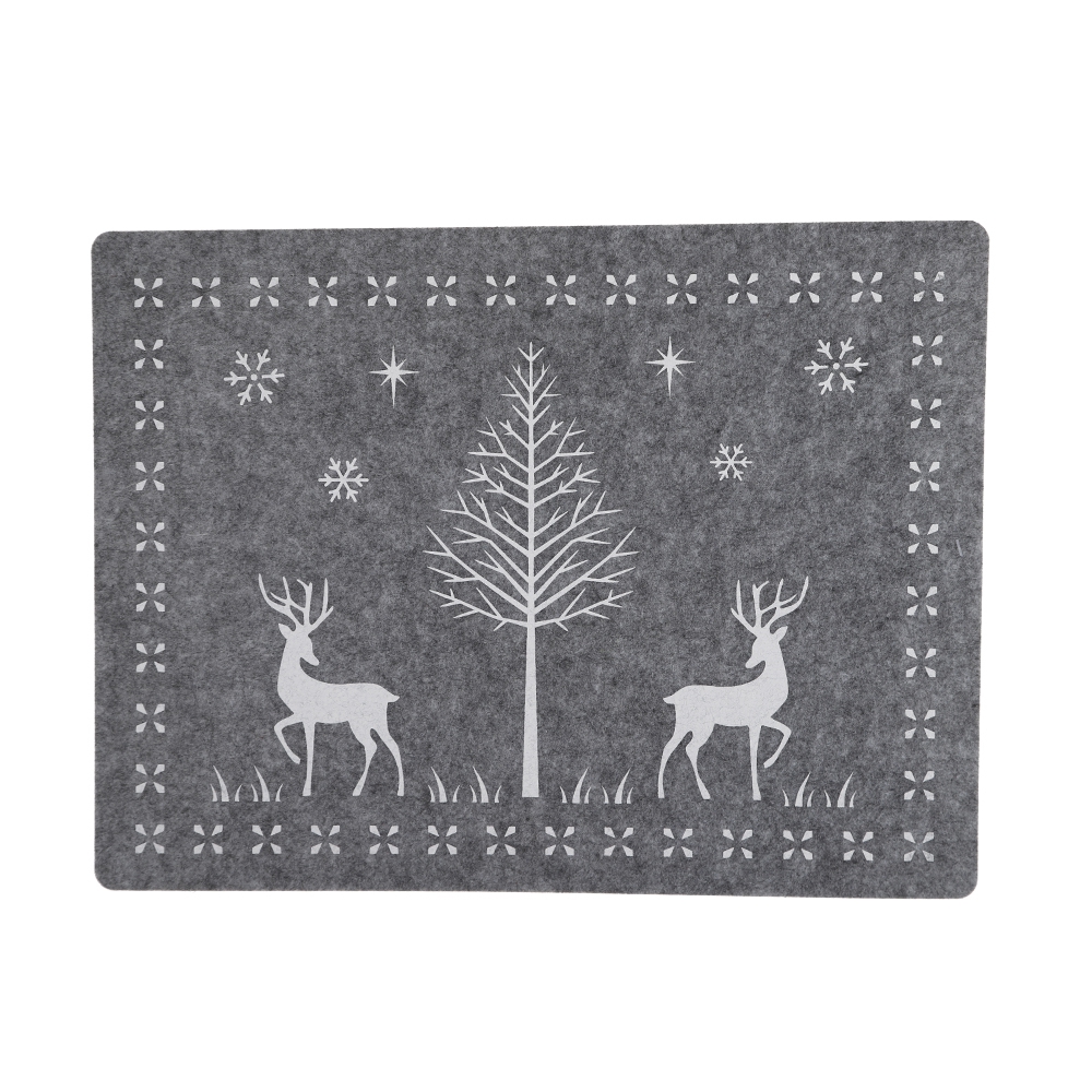 2025 Weihnachten bedrucktes Tischset, traditionelle Farbe, Filz, Tischset, festliche Tischdekoration 6